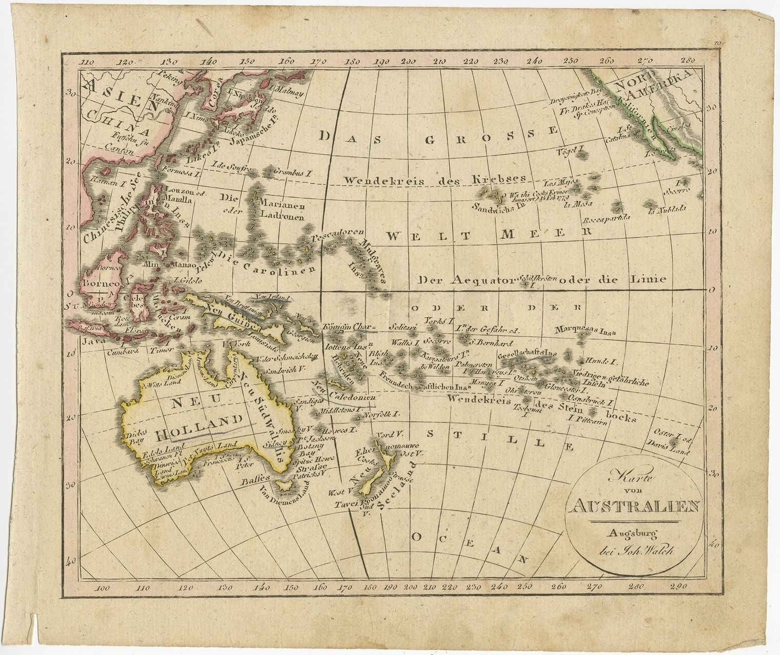 Antique Map Of Australia And New Zealand By Walch (1826)