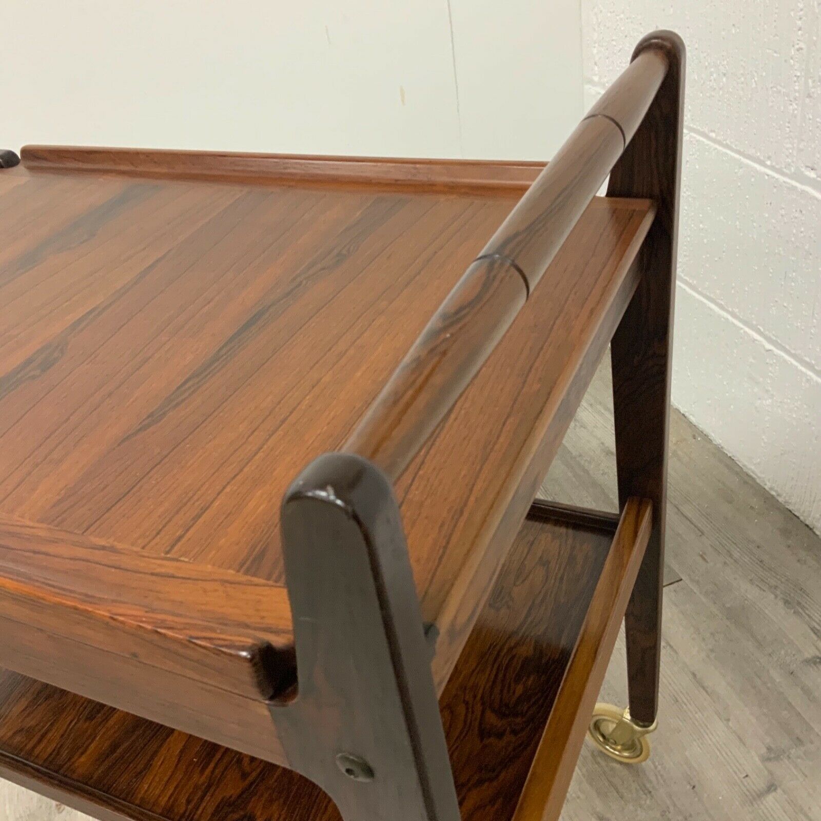 Danish Roswood Drinks Trolley Bar Cart By Erik Gustafsson, Removable Tray photo 895.0