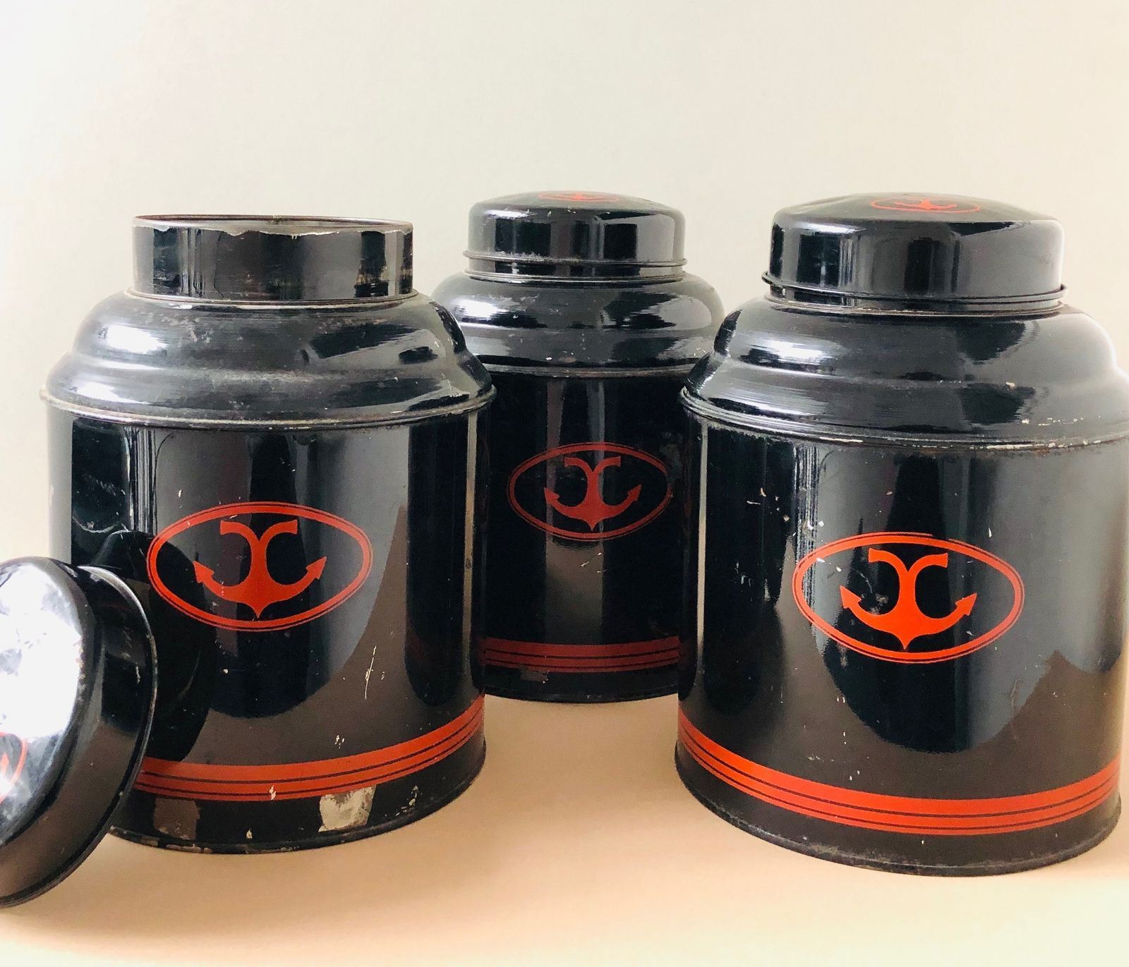Vintage Black Tea Tin / Refill Container photo furniture