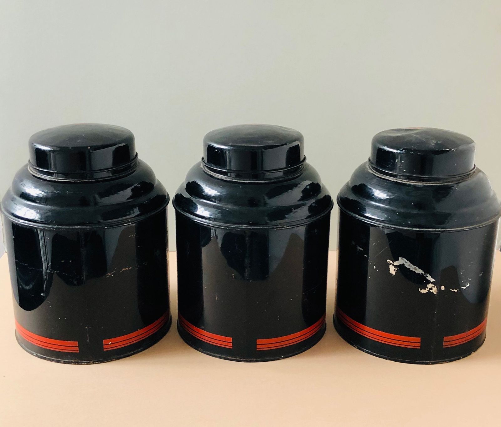 photo furniture Vintage Black Tea Tin / Refill Container
