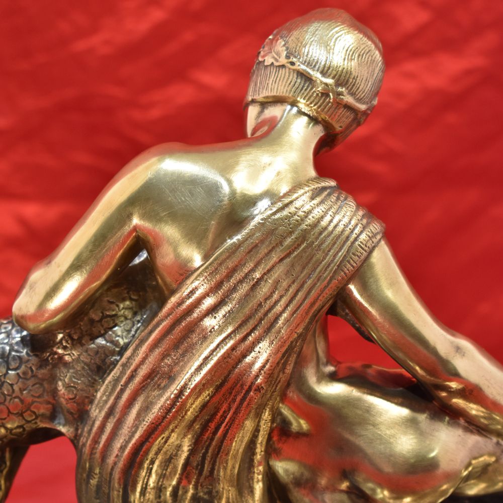 Antique Bronze Sculpture, Woman With Leopard, Signed Charles Charles, French Sculptor, Art Deco.  (Stb30) photo buy