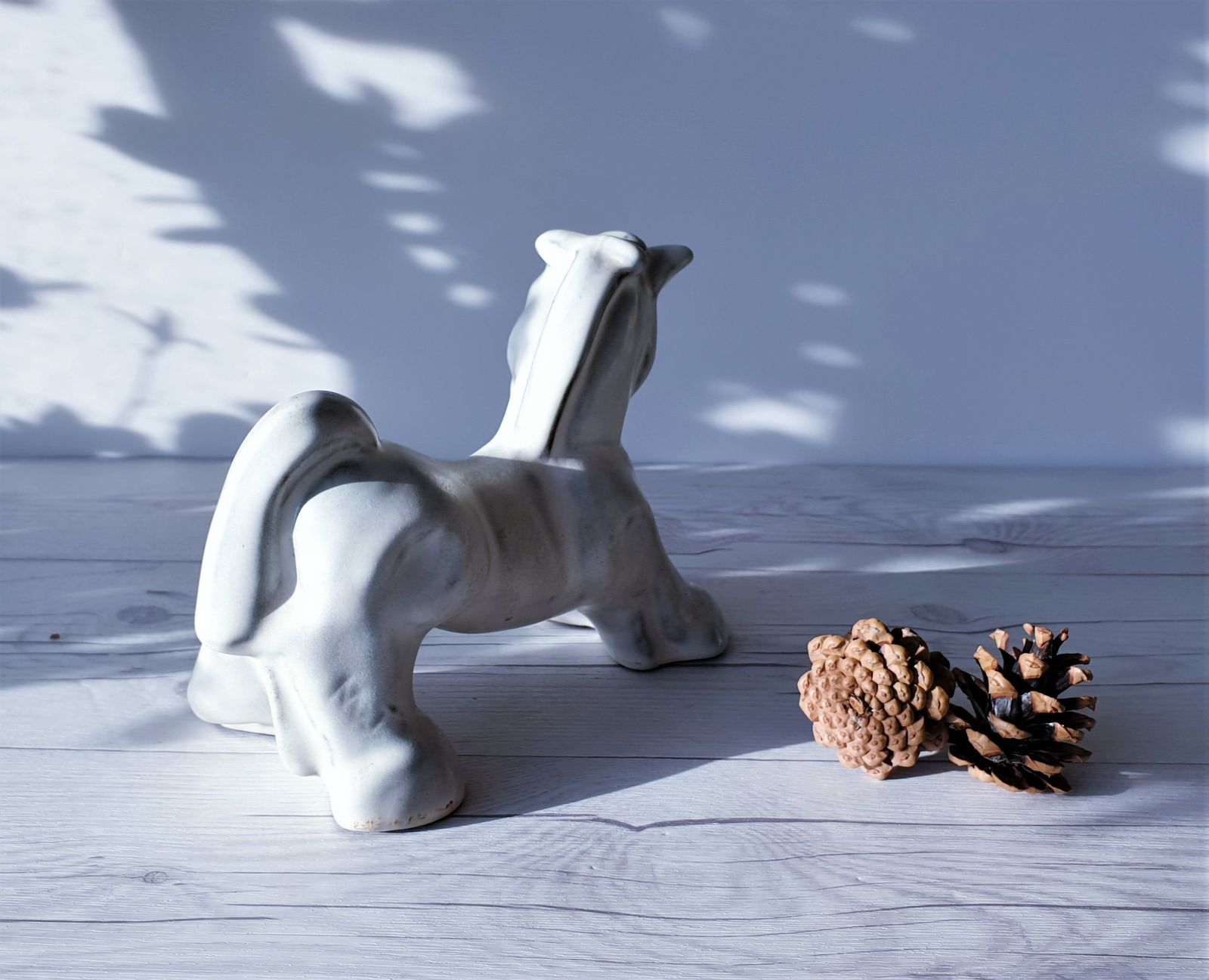 Gefle Ceramics By Maggie Wibom Art Deco White Glaze Stoneware Horse Figurine   1933 1934, Swedish photo Art