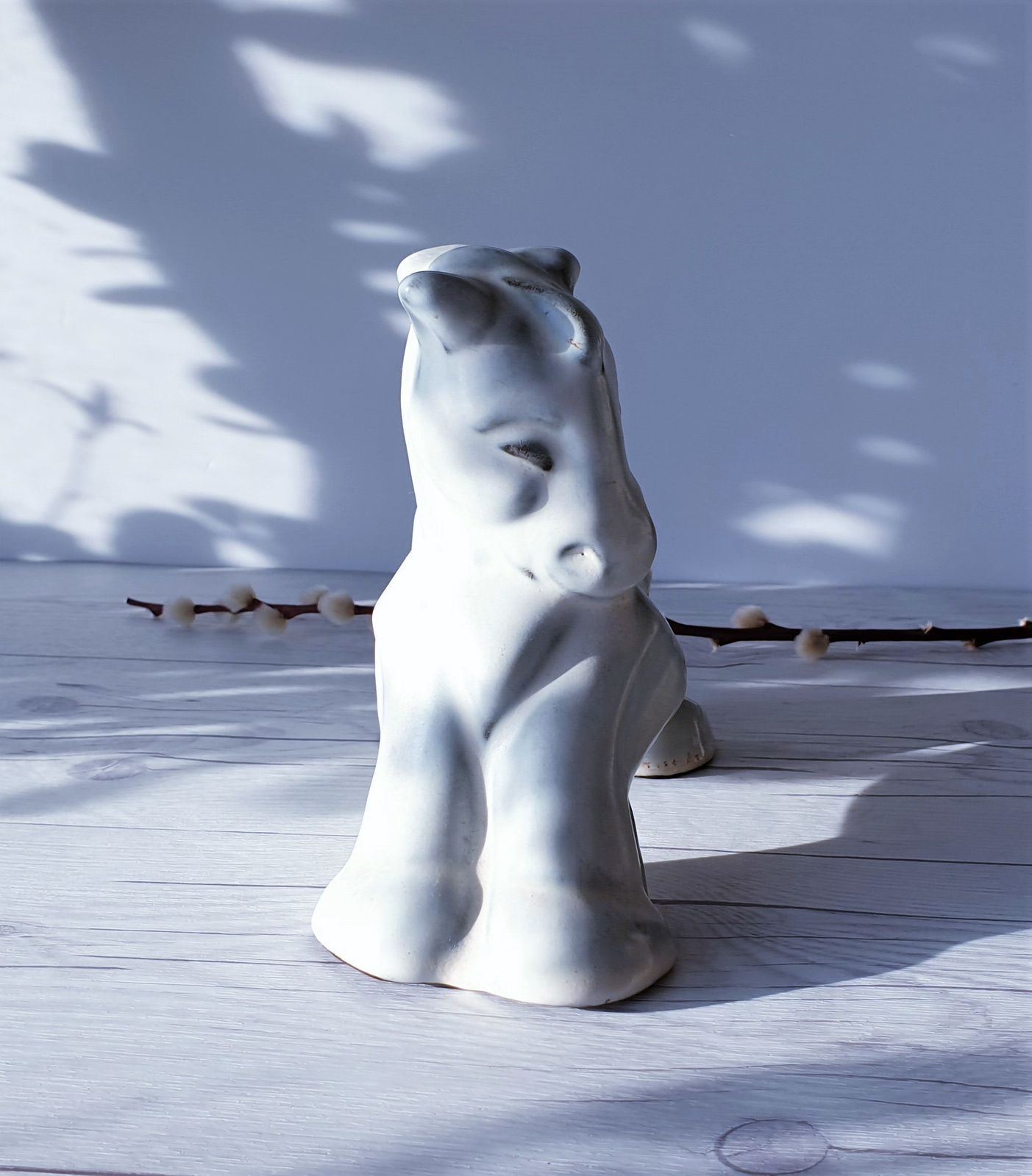 Gefle Ceramics By Maggie Wibom Art Deco White Glaze Stoneware Horse Figurine   1933 1934, Swedish photo vintage