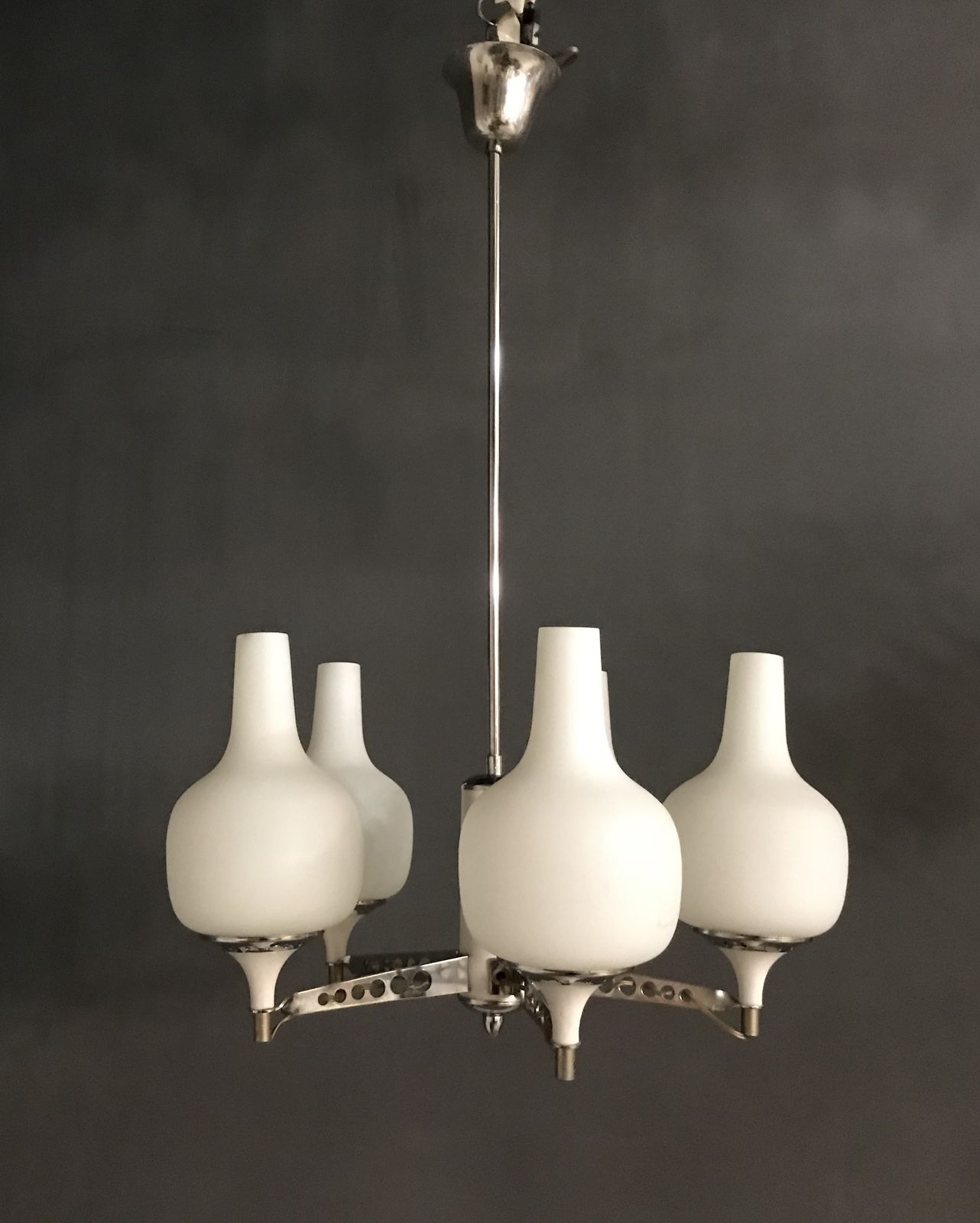 Stilnovo Opaline Glass Chandelier 5 Lights photo furniture