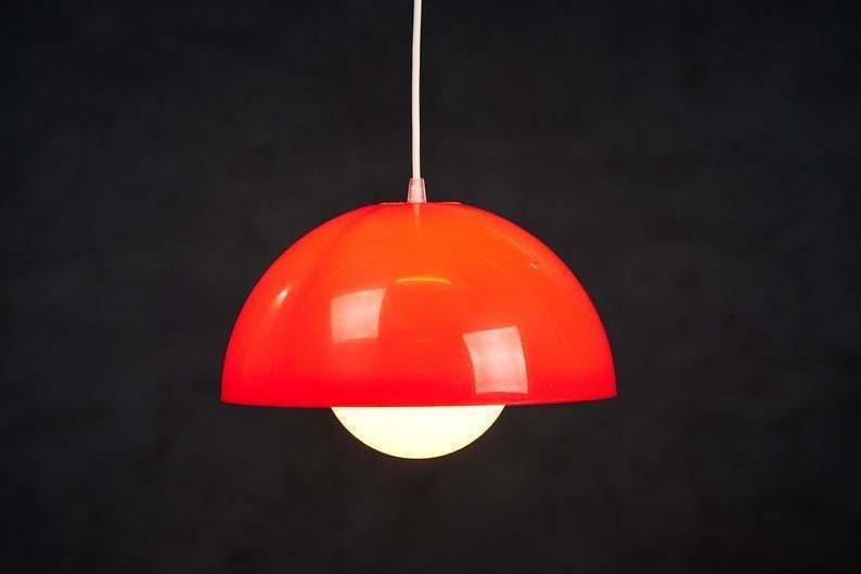 Pendant Lamp Reminiscent Verner Panton, Danish Design, 1960s photo Lighting