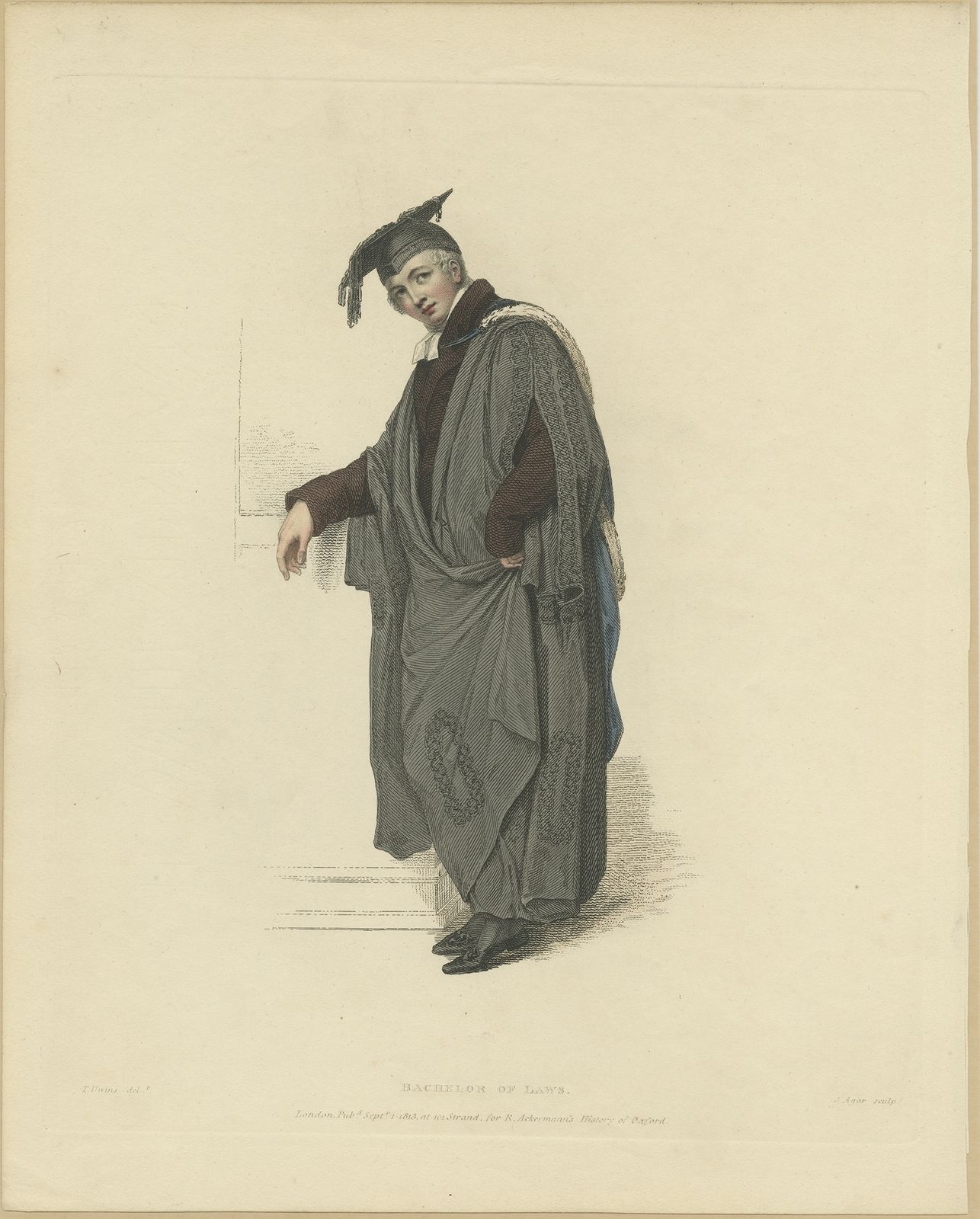 Antique Print Of A Bachelor Of Laws By Ackermann (1813)