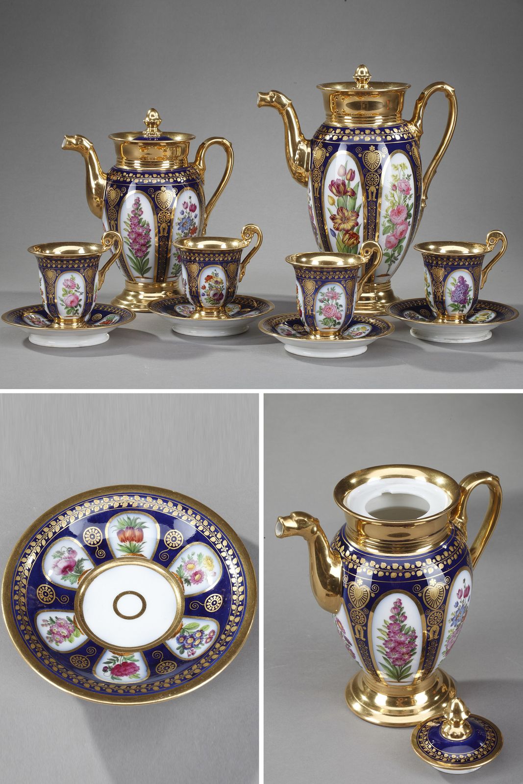Service à café en porcelaine de Paris de style Charles X