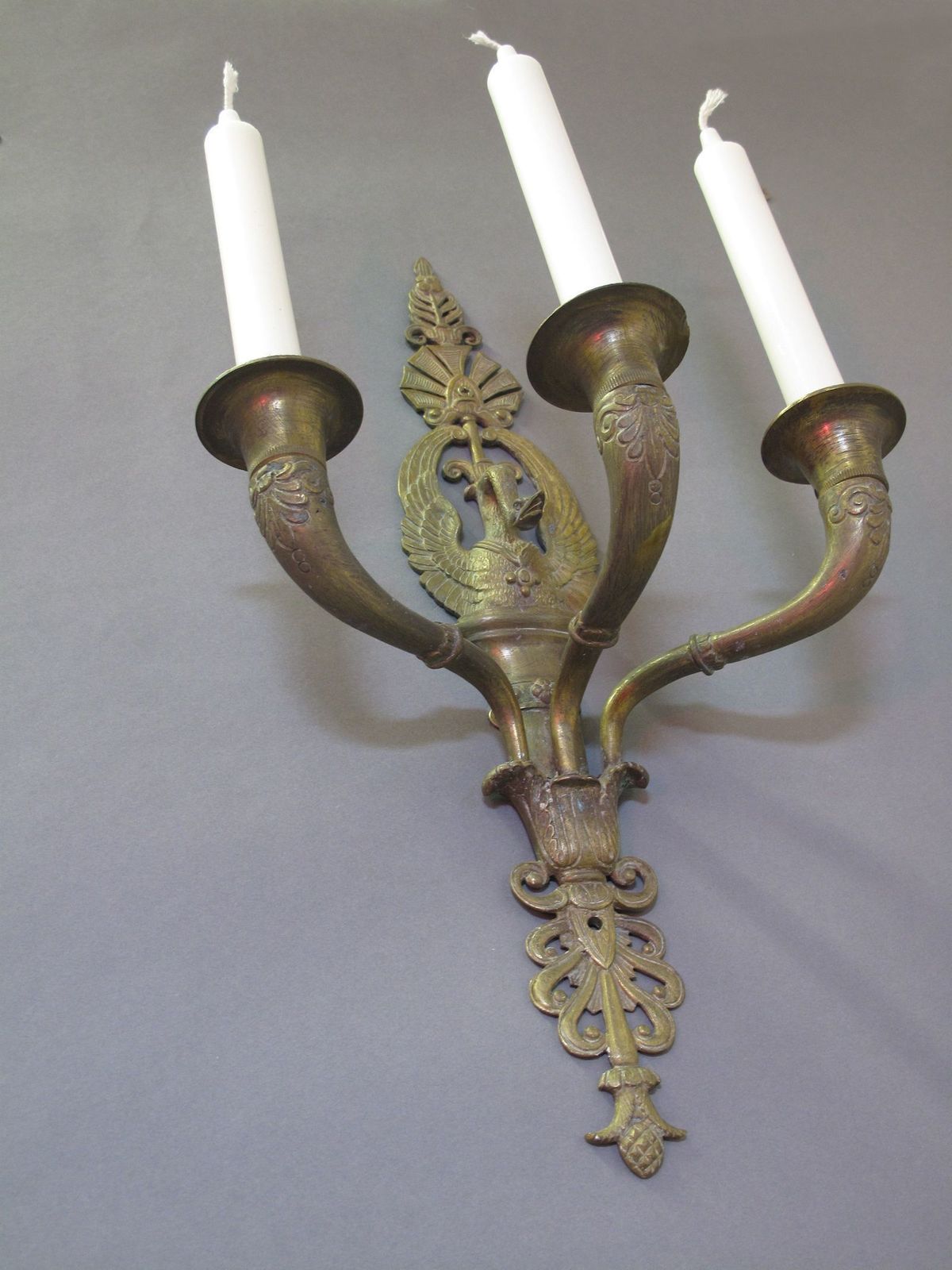 Pair Of Empire Style 3 Arm Wall Lights, Ca 1880 photo vinterior