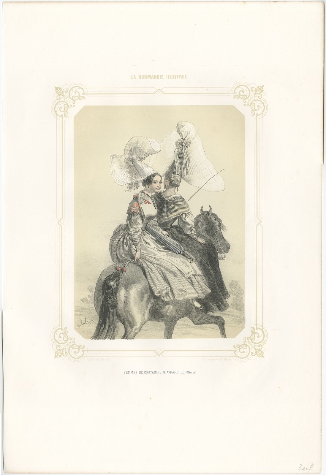 Antique Print Of Women From Coutances And Avranches By Charpentier (1852)