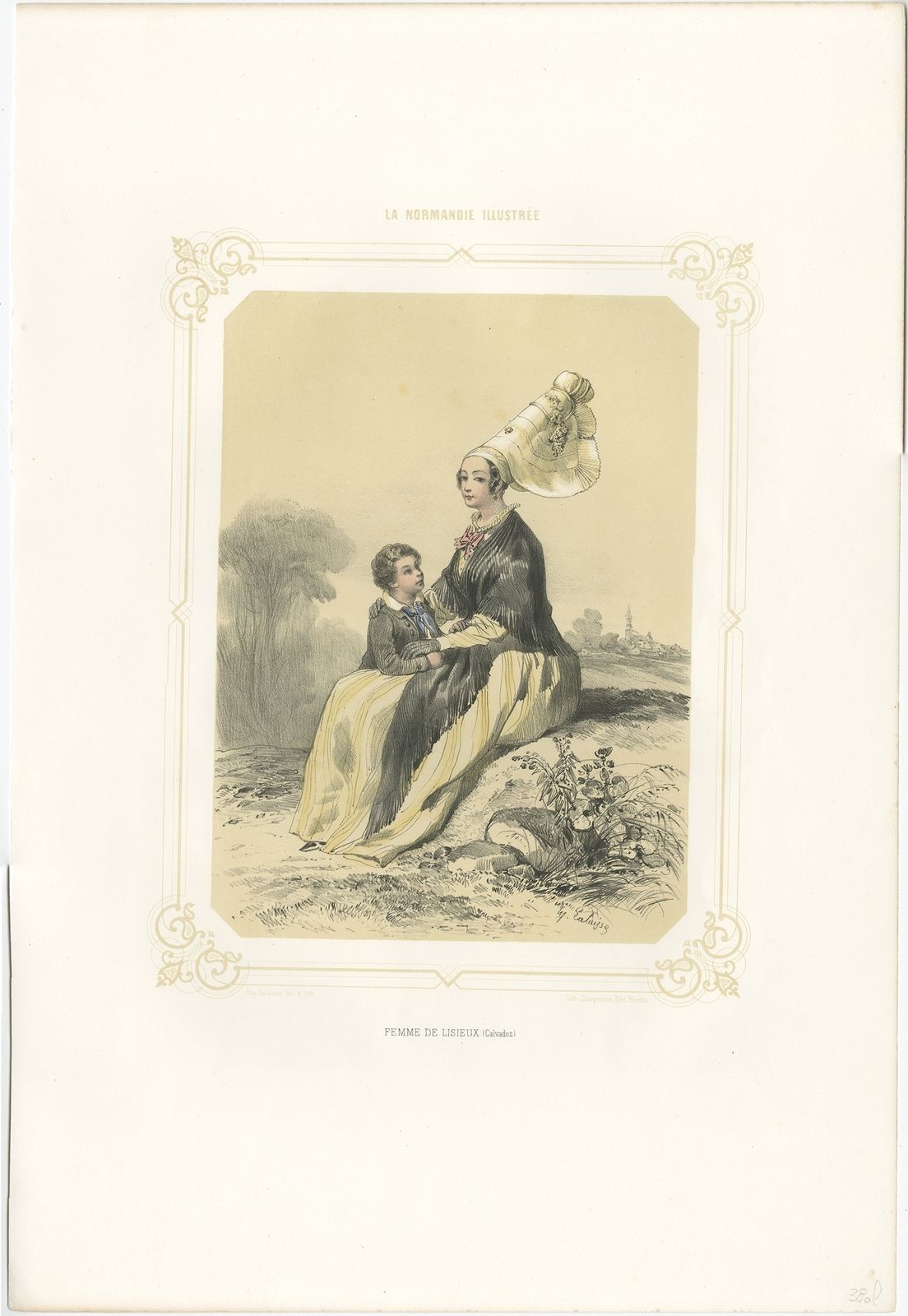 Antique Print Of A Woman From Lisieux By Charpentier (1852)