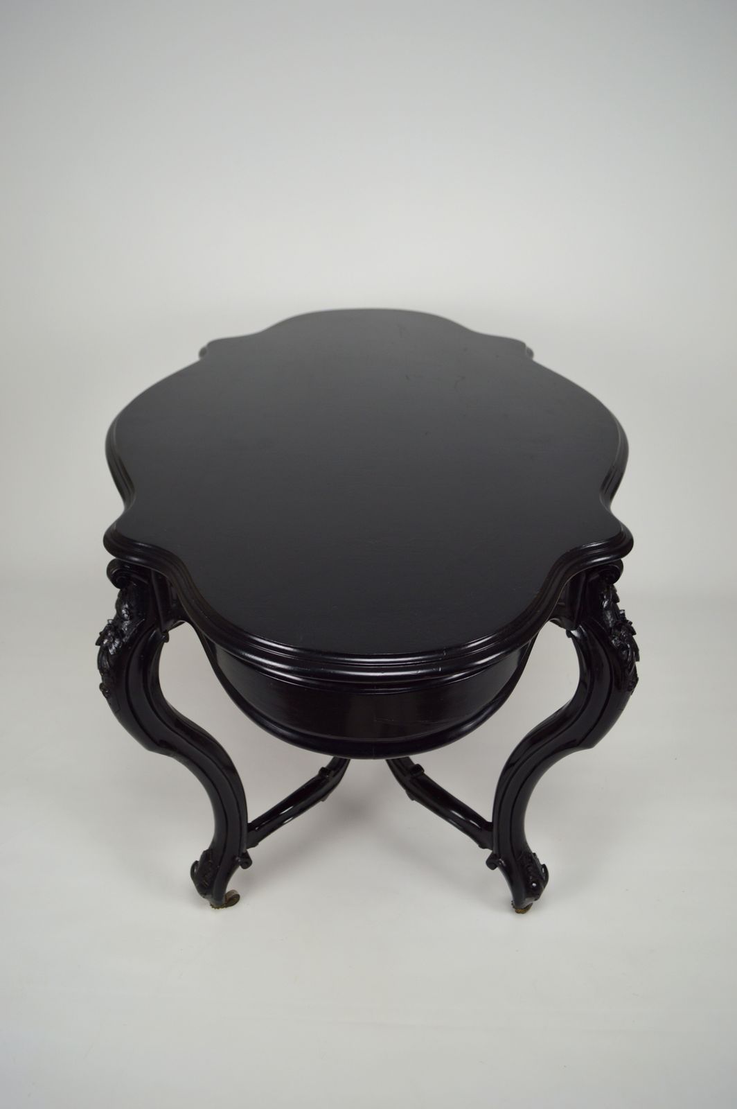 2100.0 Antique Game Table And Two Chairs Set, Ebonised Wood, France, Napoleon III Style photo