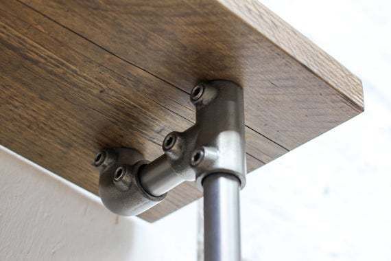 Karen Bespoke Reclaimed Walnut Stained Scaffolding Boards And Polished Steel Pipe Shelving / Shelves / Bookcase photo 2595.0
