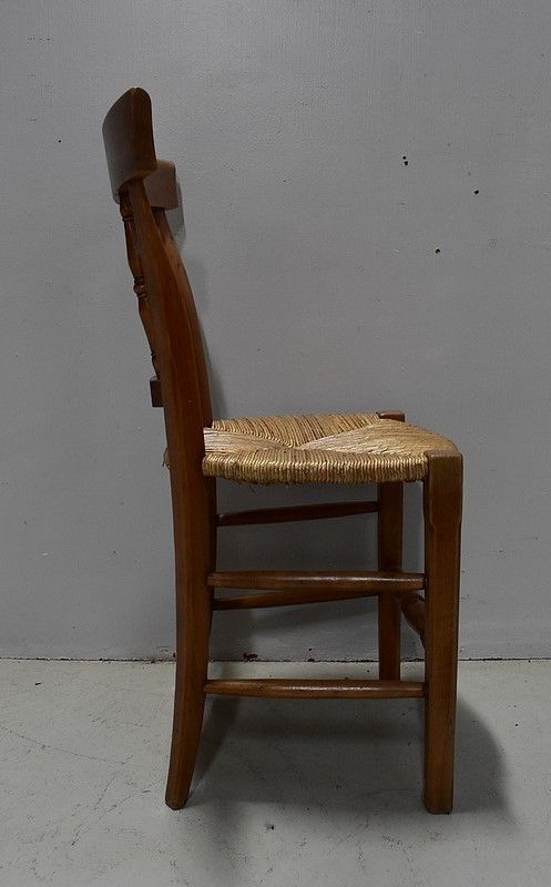 photo buy Suite Of 6 Chairs Strawed Blond Cherry   2nd Half Of The Nineteenth