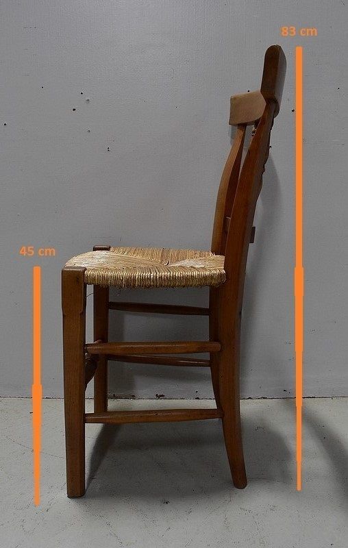 photo vintage Suite Of 6 Chairs Strawed Blond Cherry   2nd Half Of The Nineteenth