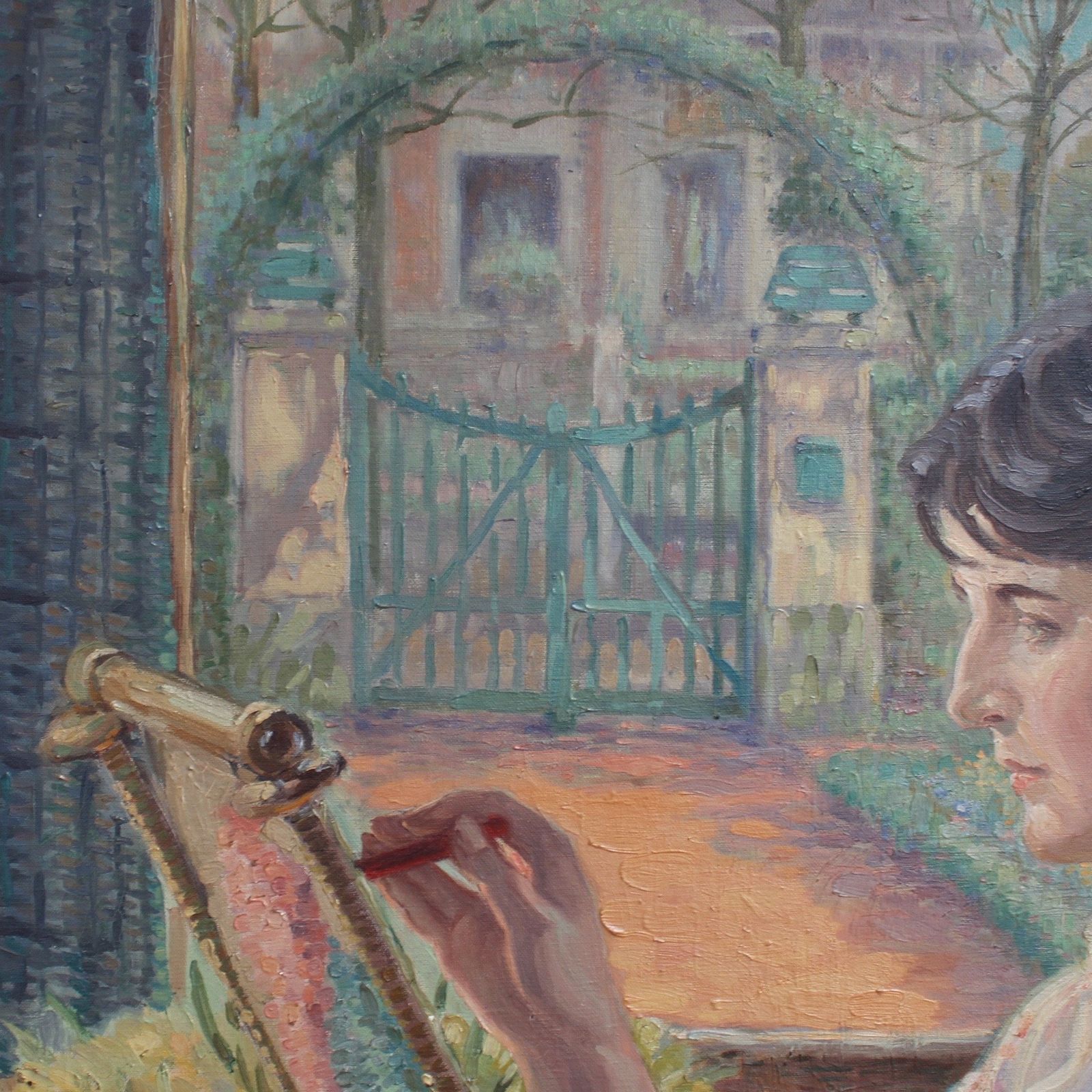 'Woman By The Window With Embroidery Frame' By Franz Ludwig Kiederich (Circa 1930s) photo Art