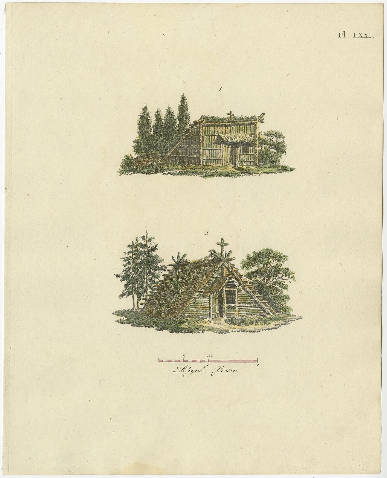 Pl. 71 Antique Print Of Garden Architecture By Van Laar (1802)