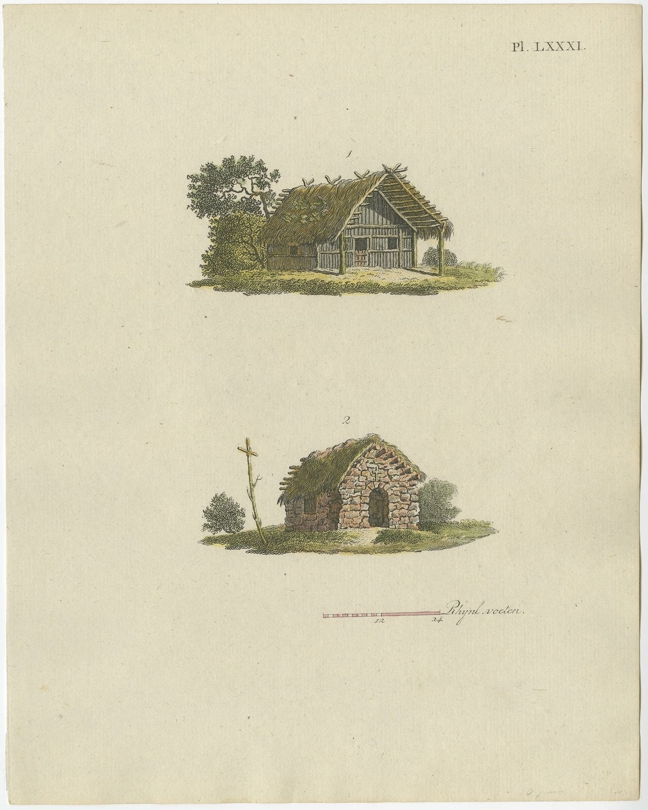 Pl. 81 Antique Print Of Garden Architecture By Van Laar (1802)