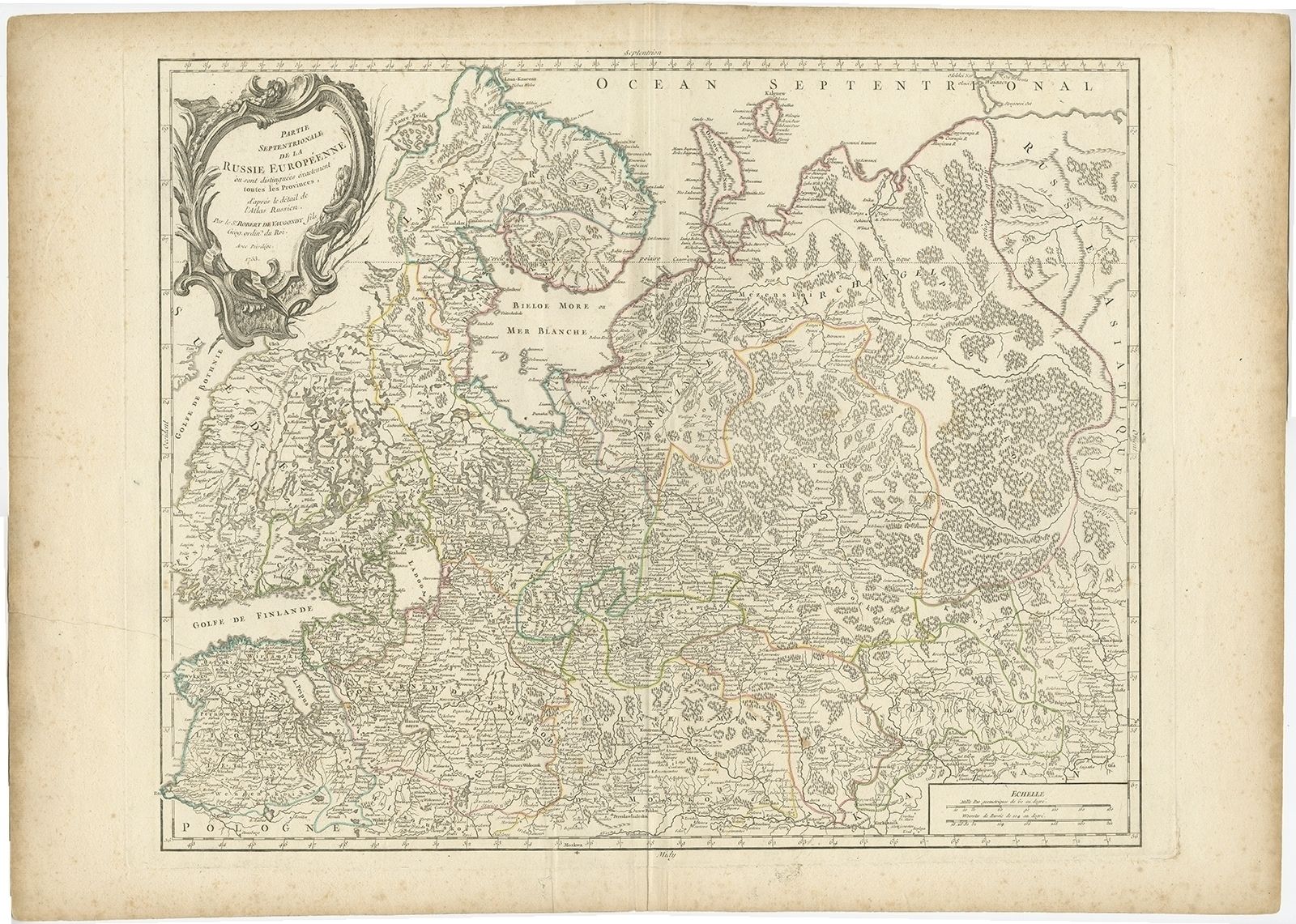 Antique Map Of Russia In Europe By Vaugondy (1753)