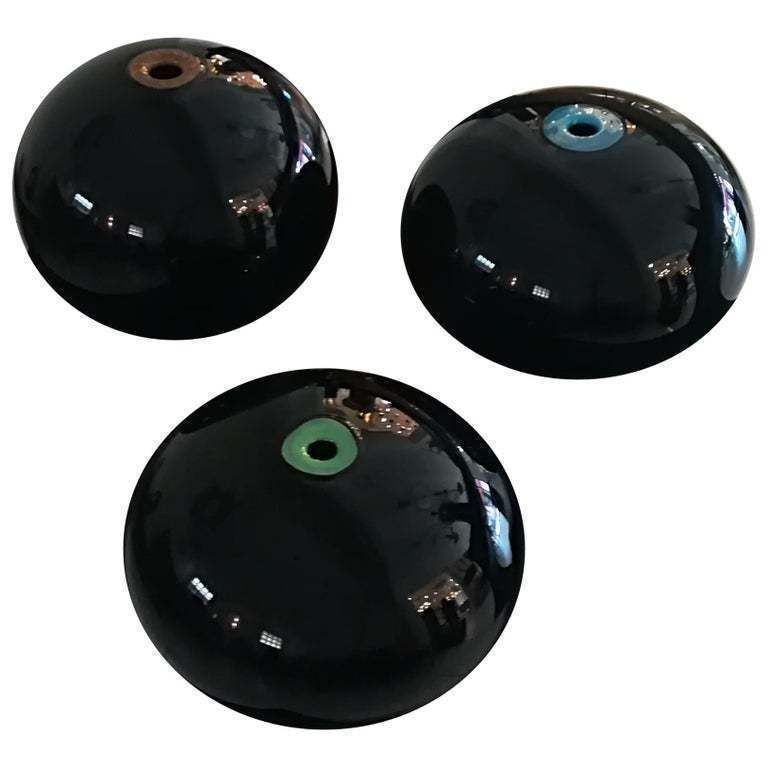 Paolo Crepax Set Of Three Murano Glass Vases Signed