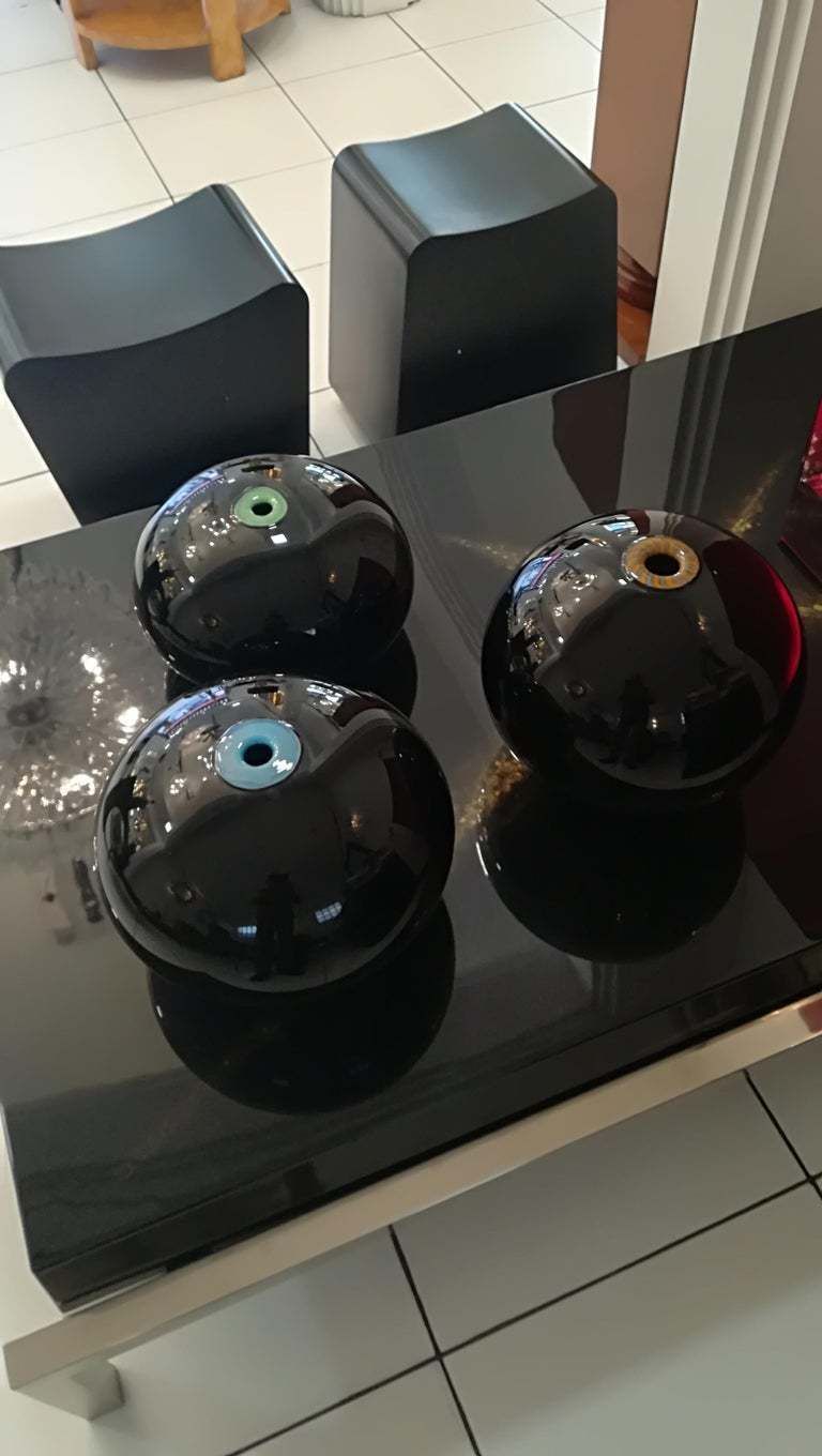 Paolo Crepax Set Of Three Murano Glass Vases Signed photo Home Decor