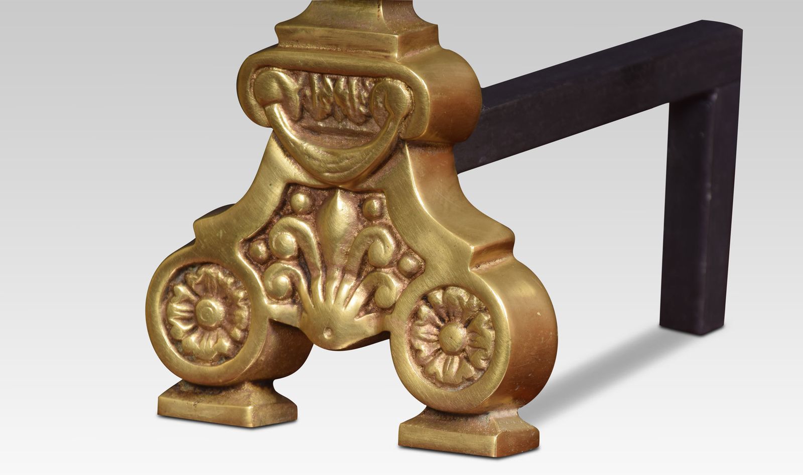 Large Pair Of Dutch Baroque Style Brass Fire Dogs photo for sale
