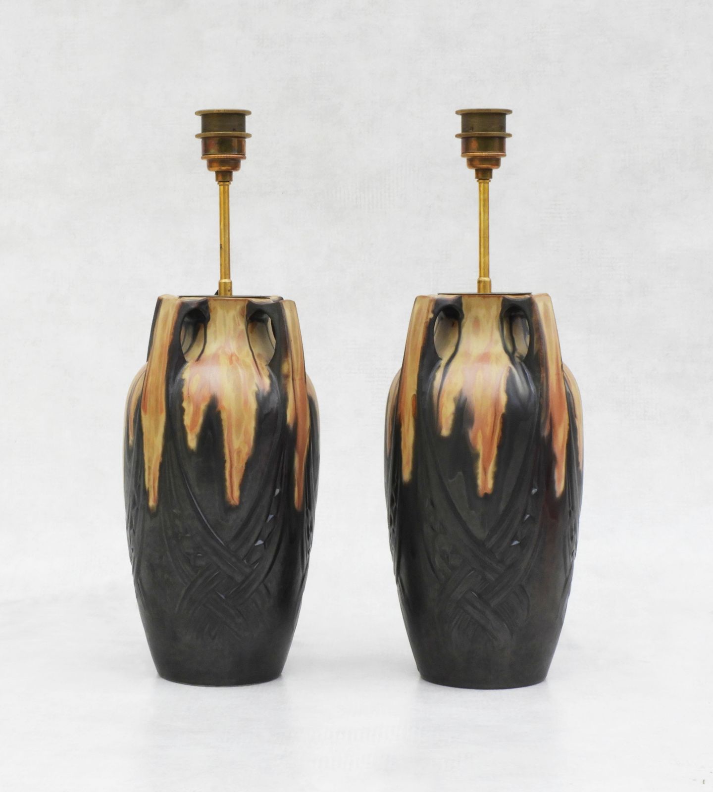 Pair Of Art Nouveau Lamps By Denbac France C1910 photo for sale