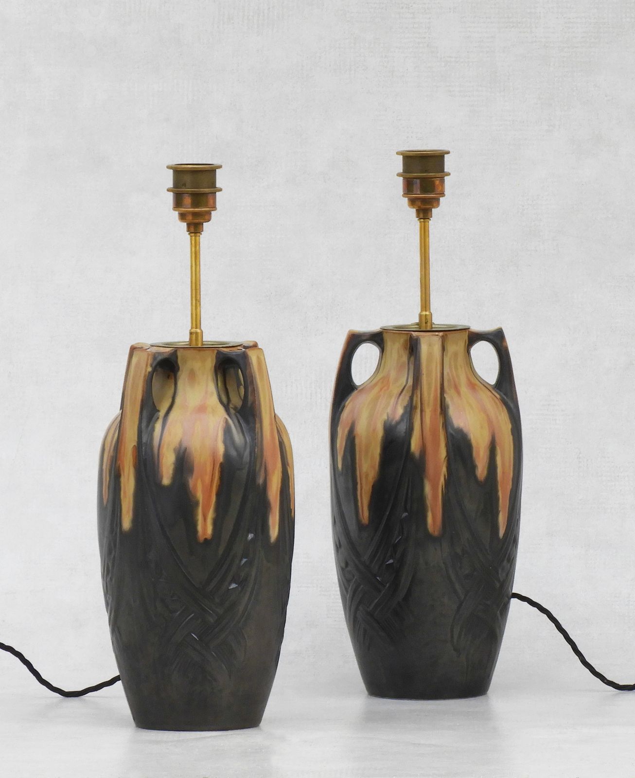 Pair Of Art Nouveau Lamps By Denbac France C1910 photo Lighting