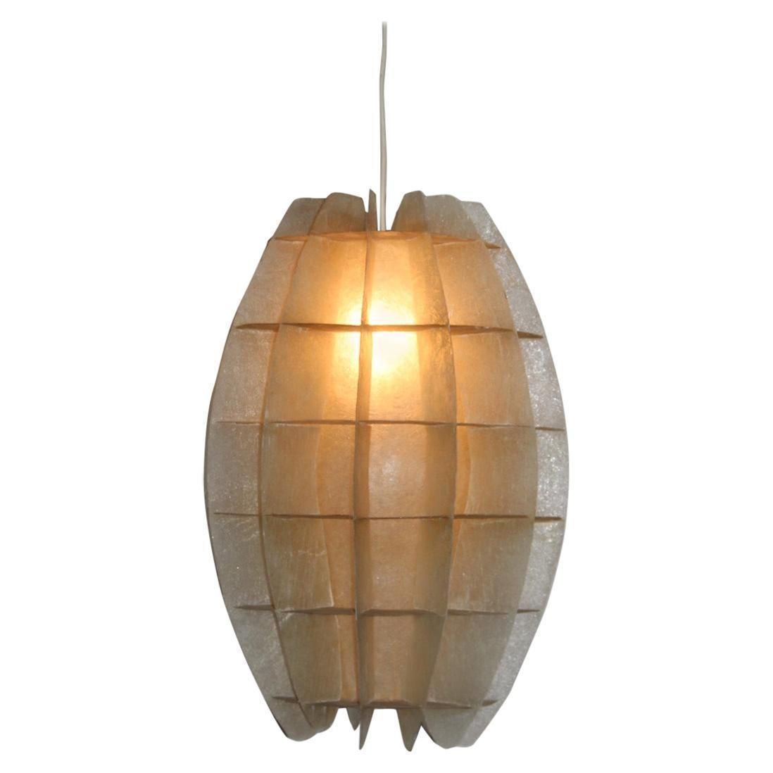 French Chandelier Oval 1960s In Beige Resin Like A Maze Verner Panton Style