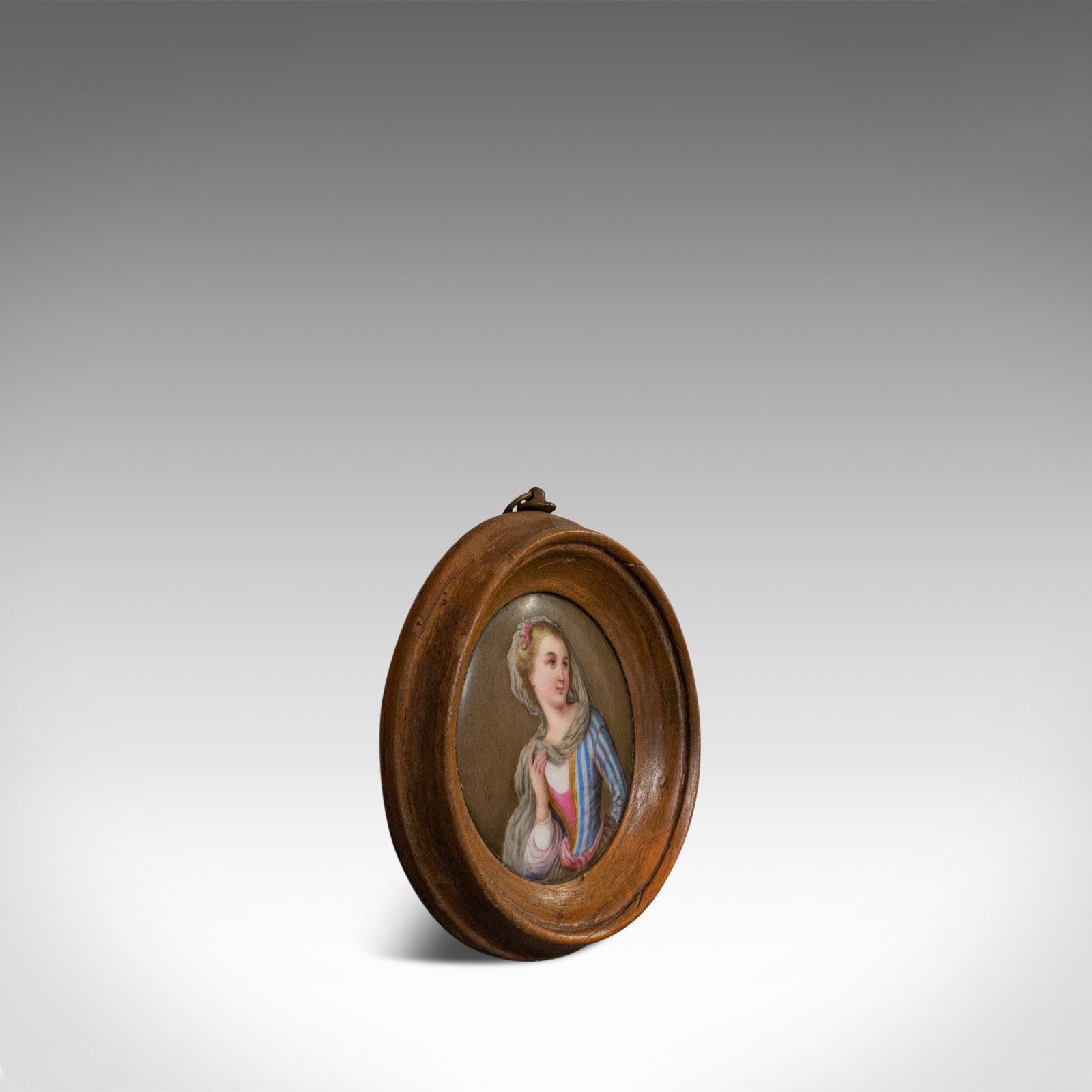Antique Porcelain Plaque, English, Walnut, Ceramic, Decorative, Portrait C1890 photo furniture