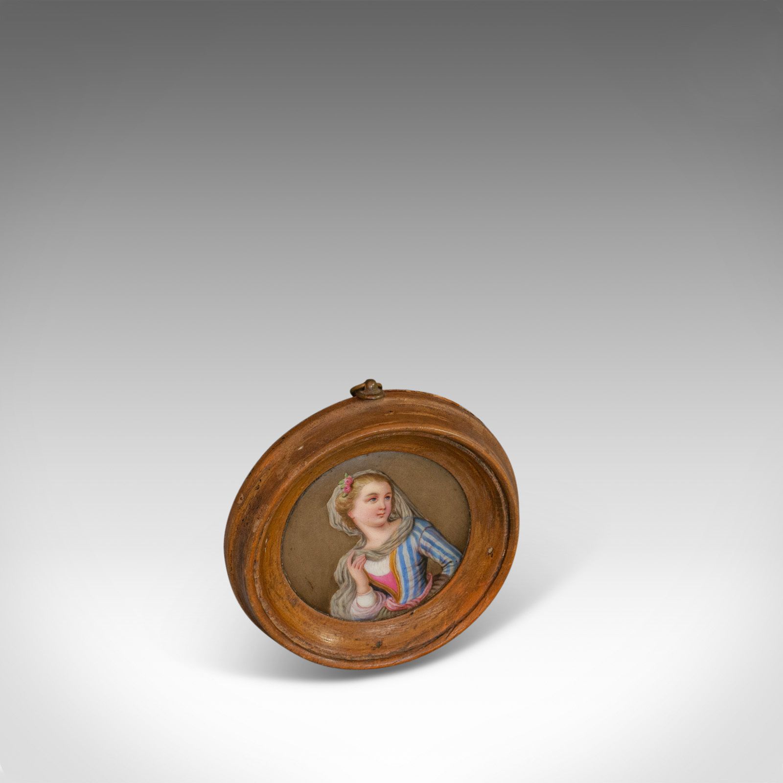 Antique Porcelain Plaque, English, Walnut, Ceramic, Decorative, Portrait C1890 photo Art
