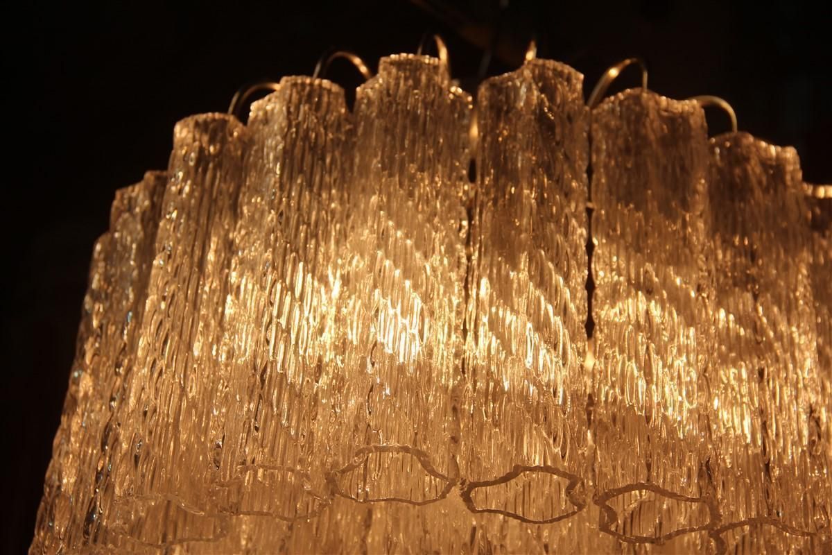 photo for sale Round Pair Of Ceiling Lamp Venini Ice Glass 1960 Triangolar Tubes Italian Design