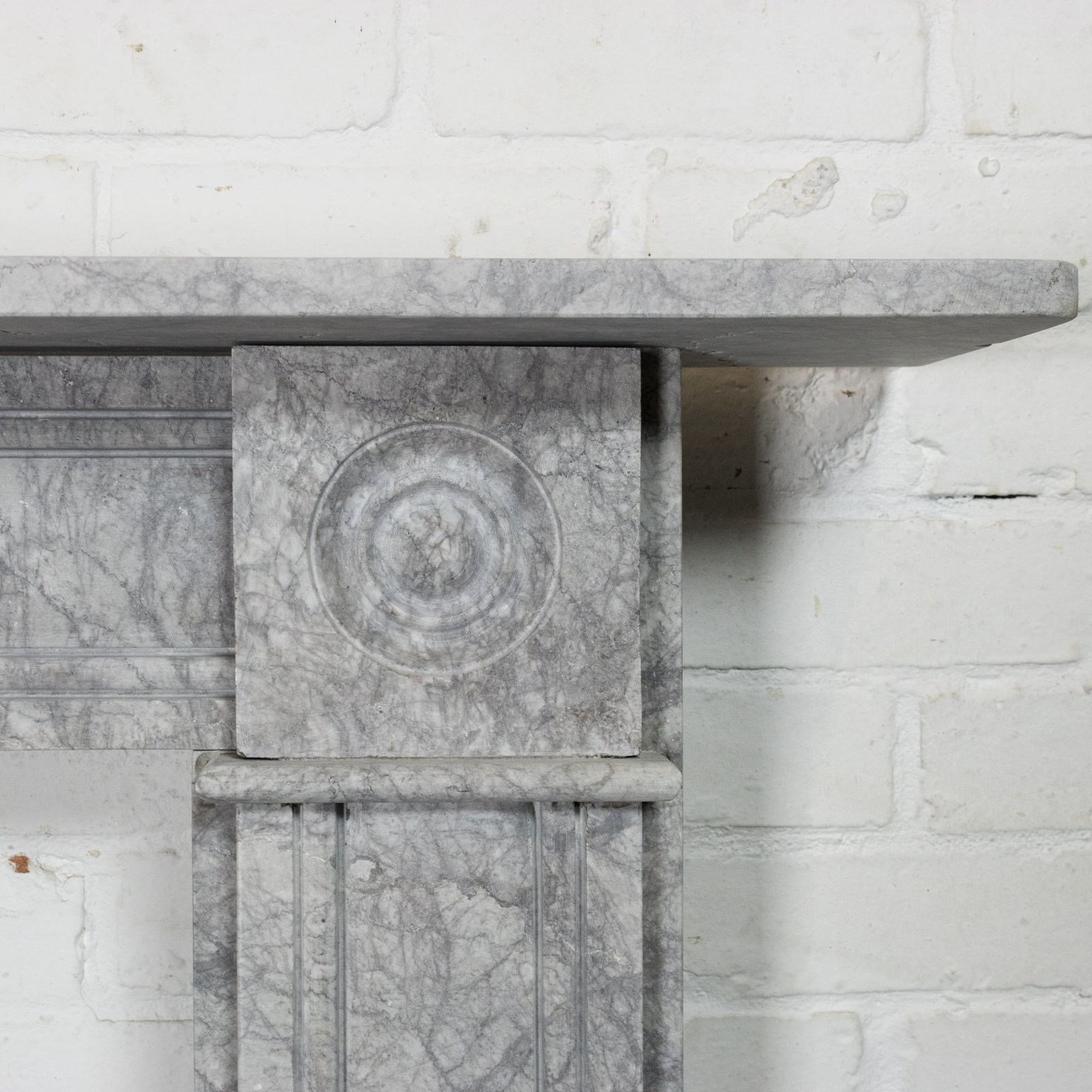 Georgian Style Bullseye Grey Marble Fireplace Surround photo for sale