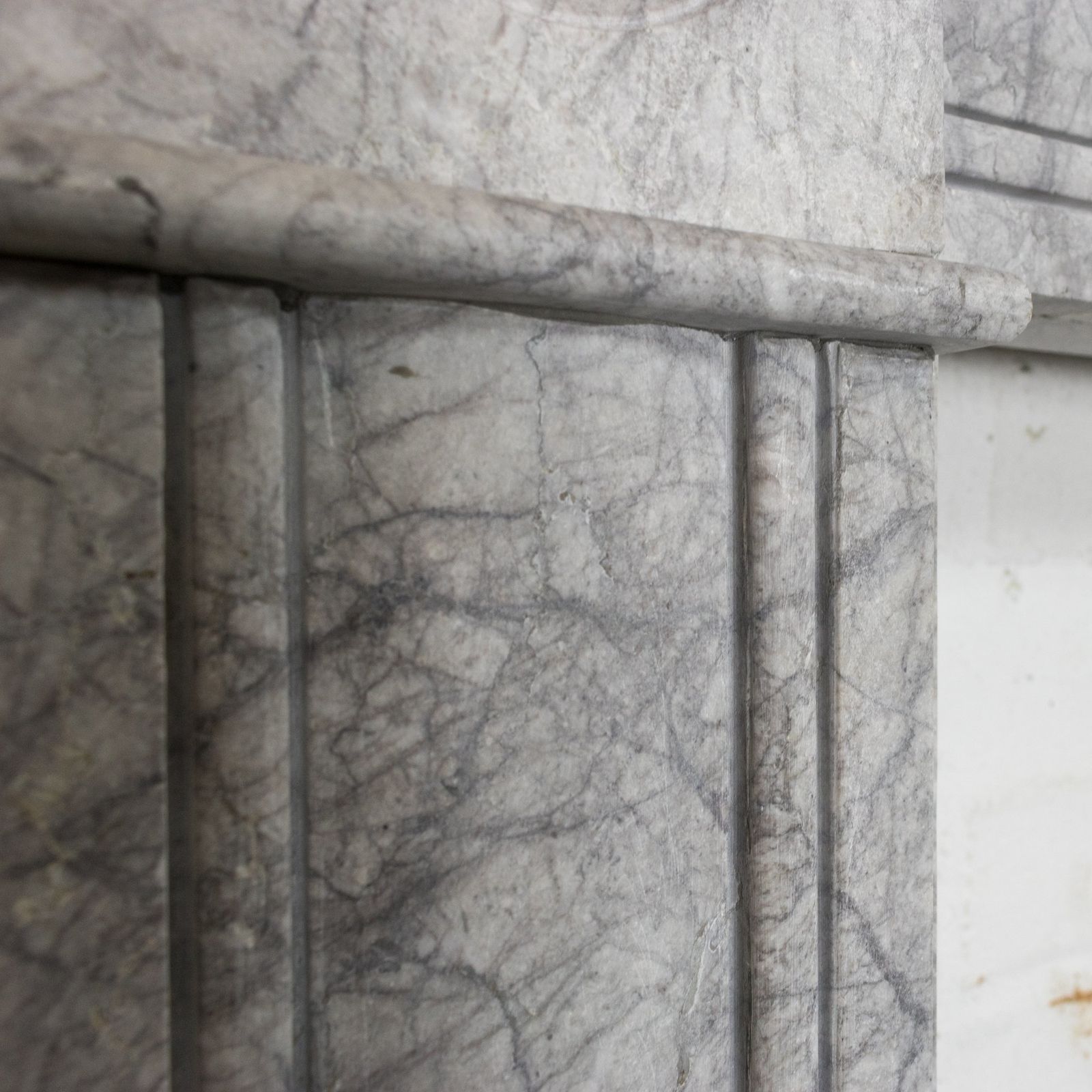 Georgian Style Bullseye Grey Marble Fireplace Surround photo vinterior