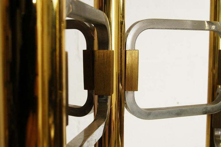 1960s Italian Modernist Brass And Chrome Ceiling Lamp By Profili Industria Lampadari Spa 'Modulo Collection' photo vinterior