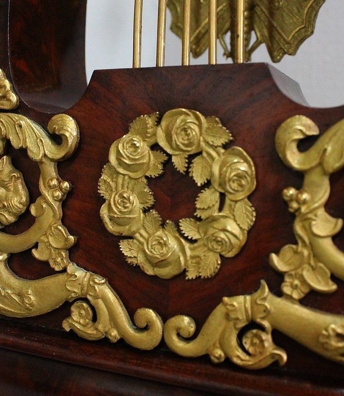 photo buy Pendulum Lyre In Mahogany And Gilt Bronze, Empire Period   Early 19th Century