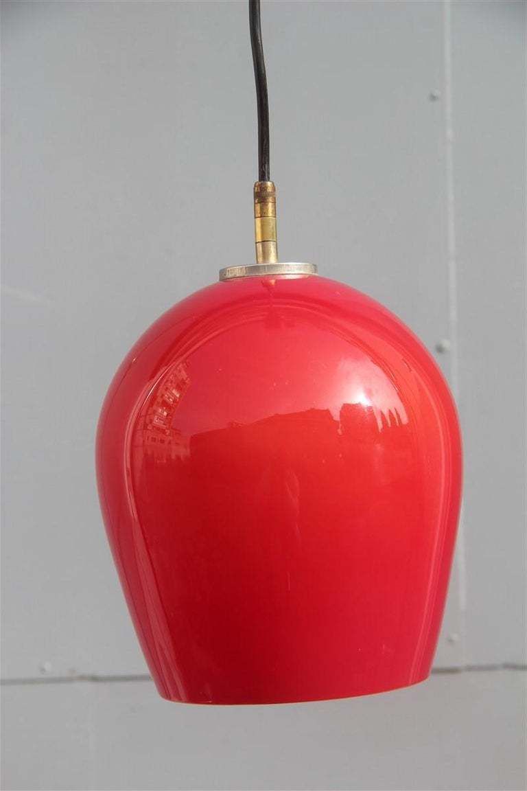 Vistosi Round Small Midcentury Italian Chandelier Ruby Red, 1950s photo 1025.0