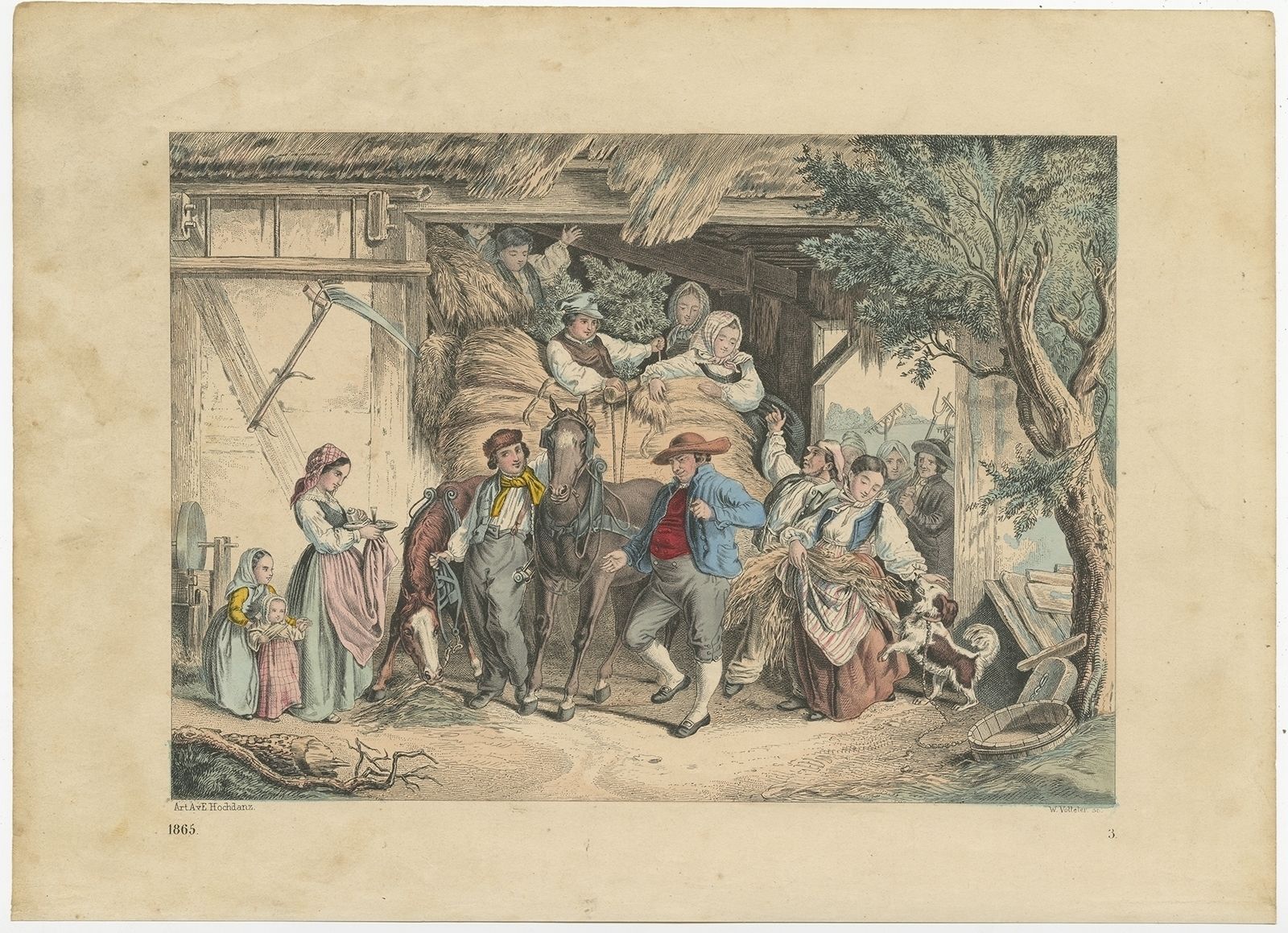 Antique Print Of Swedish Farmers By Hoffmann (1865)