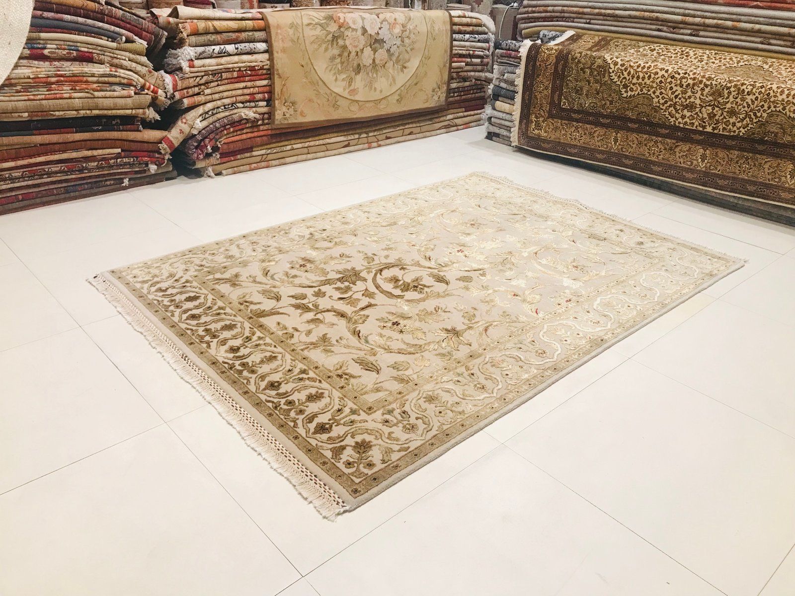 Vintage Hand Crafted Silk And Wool Carpet, 1980s photo furniture