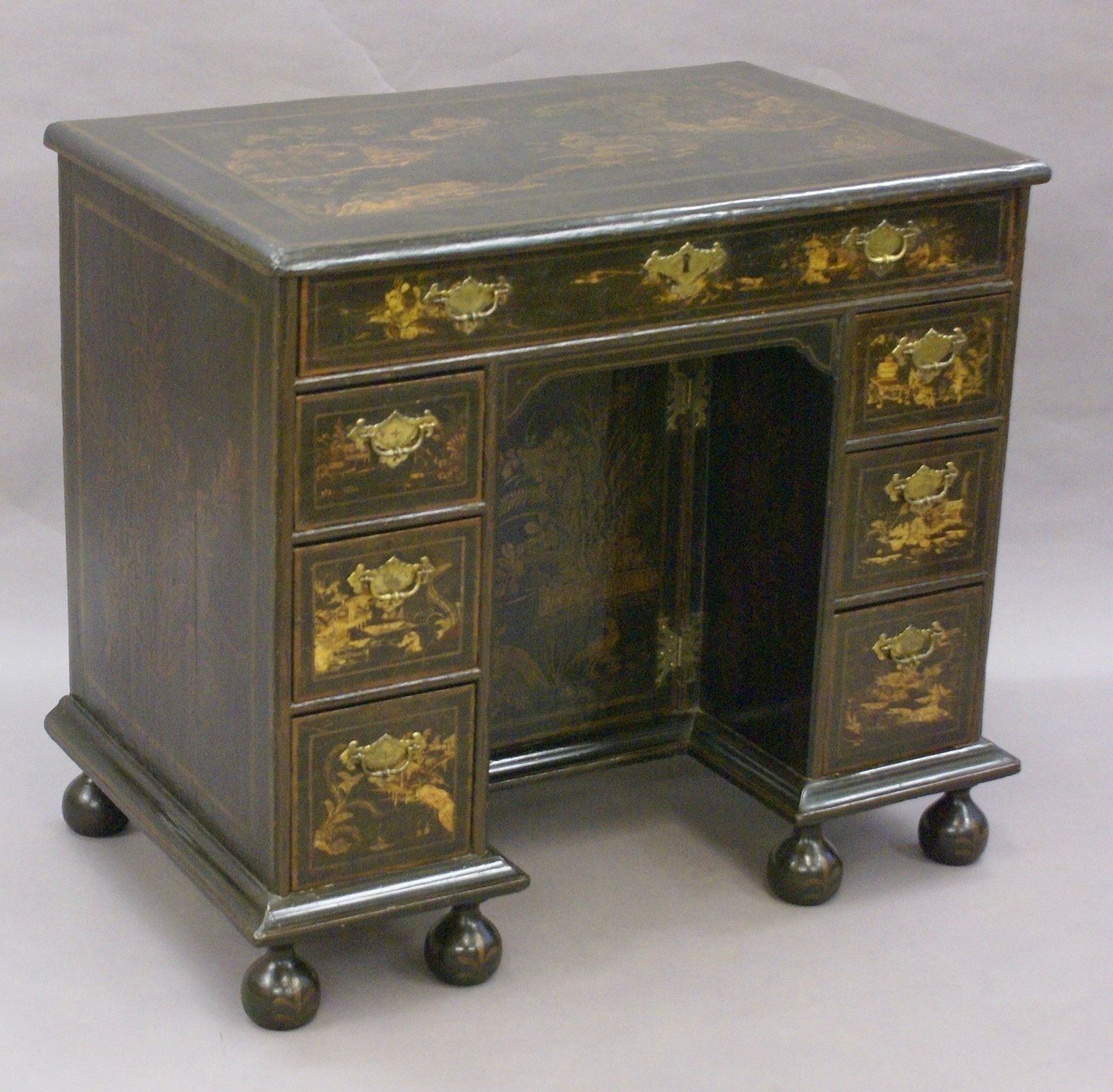 A Very Rare Queen Anne Kneehole Desk photo for sale