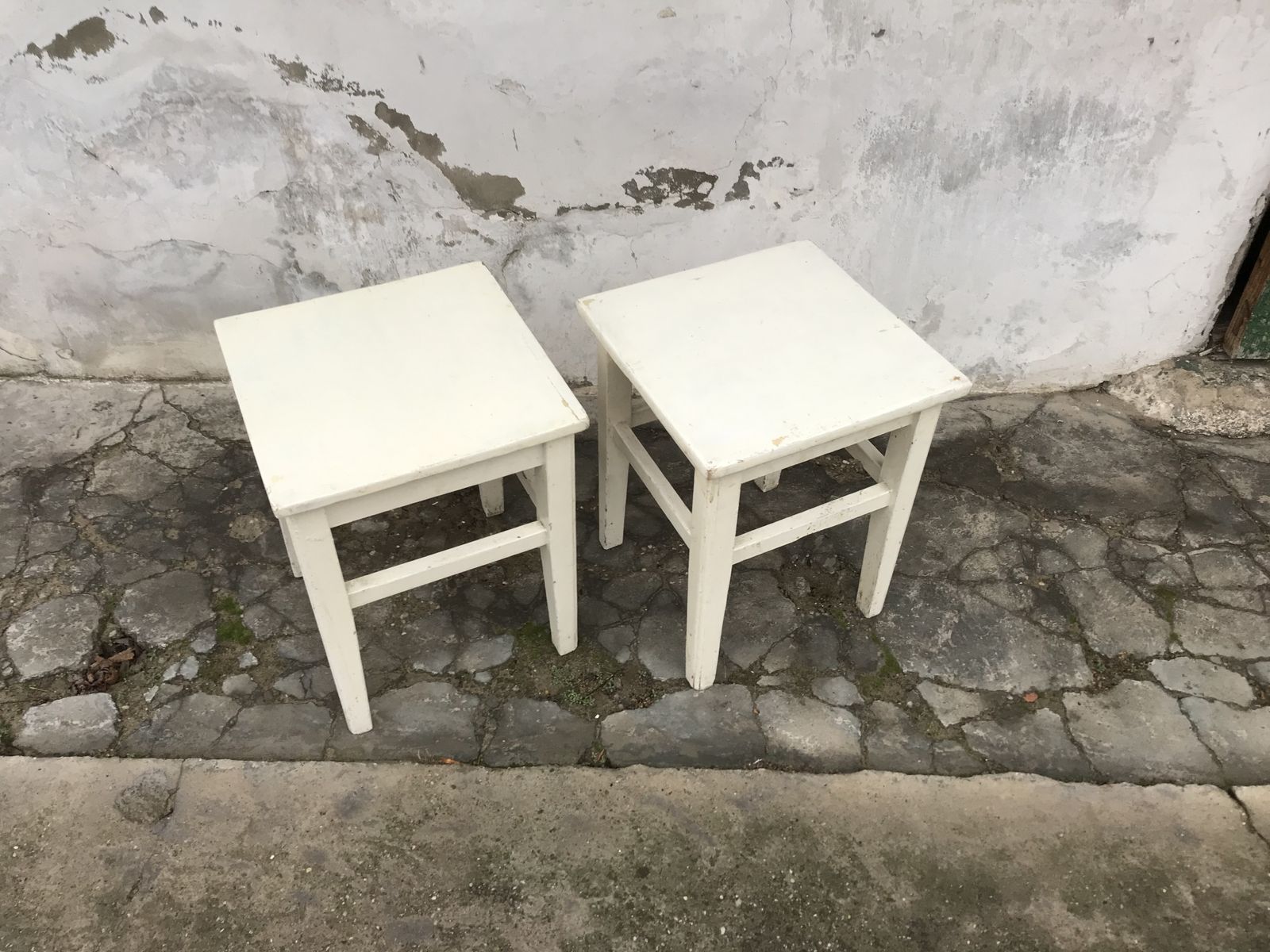 White Farm Stools Ca1940s photo Furniture