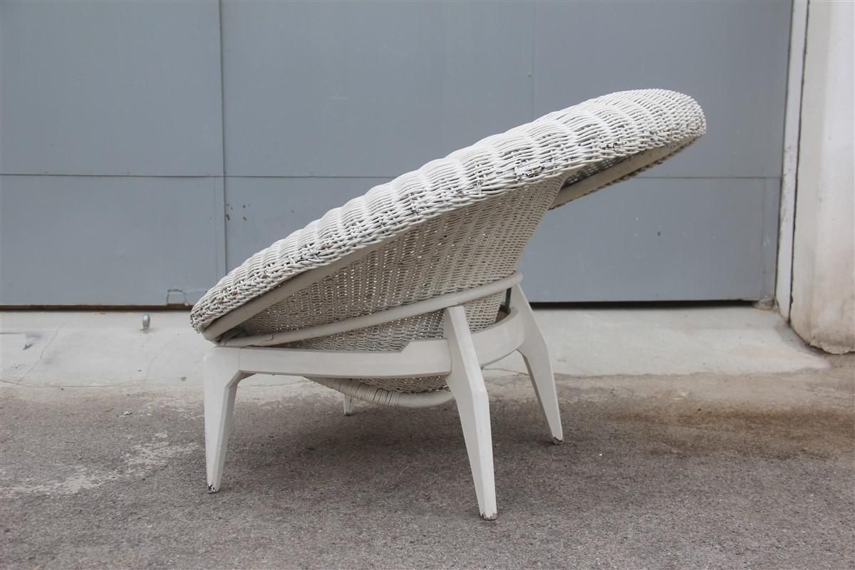 Midcentury Italian Design Bamboo Armchair White Franco Albini Attributed, 1950 photo furniture