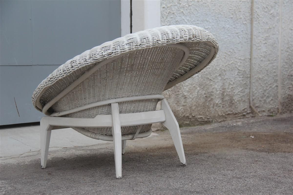 photo furniture Midcentury Italian Design Bamboo Armchair White Franco Albini Attributed, 1950