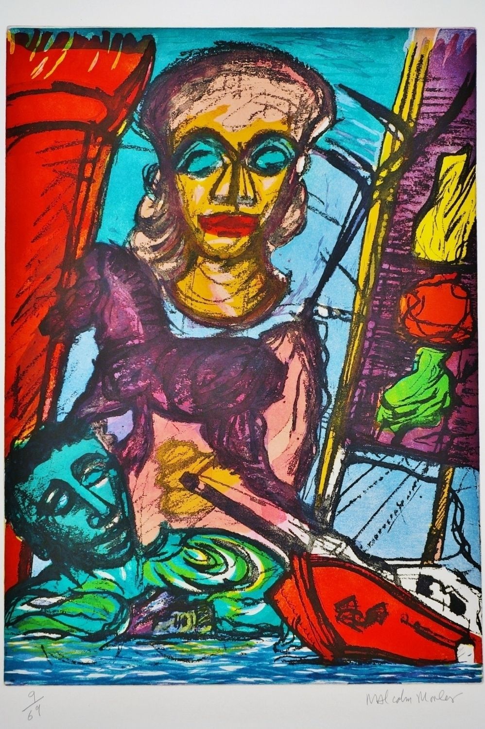 Malcolm Morley Limited Edition Signed Print Trojan Calvacade From The Odysseys Of Enoch Suite, 1986 American, Unframed photo for sale