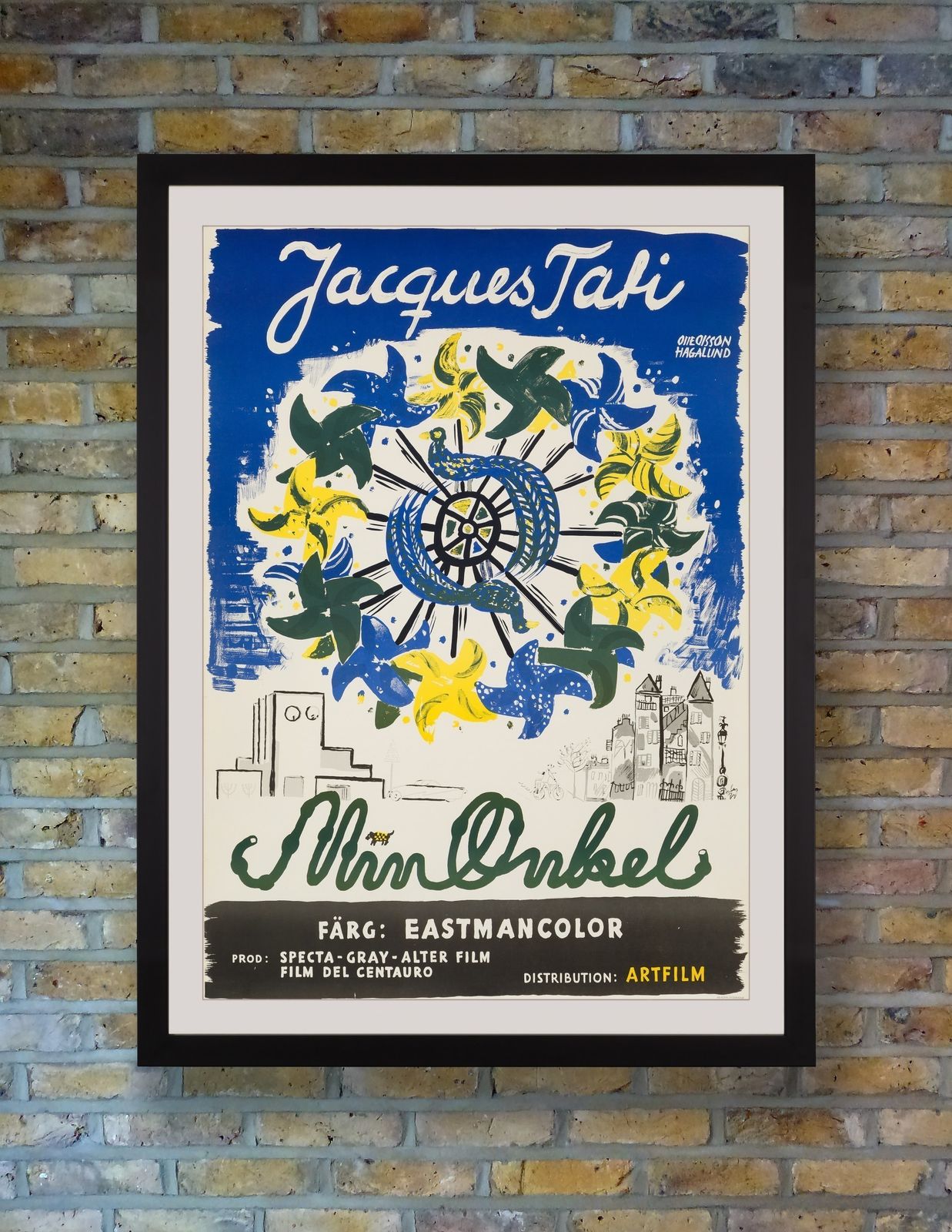 'Mon Oncle' Original Vintage Swedish Film Poster By Olle Olsson Hagalund, 1959 photo furniture