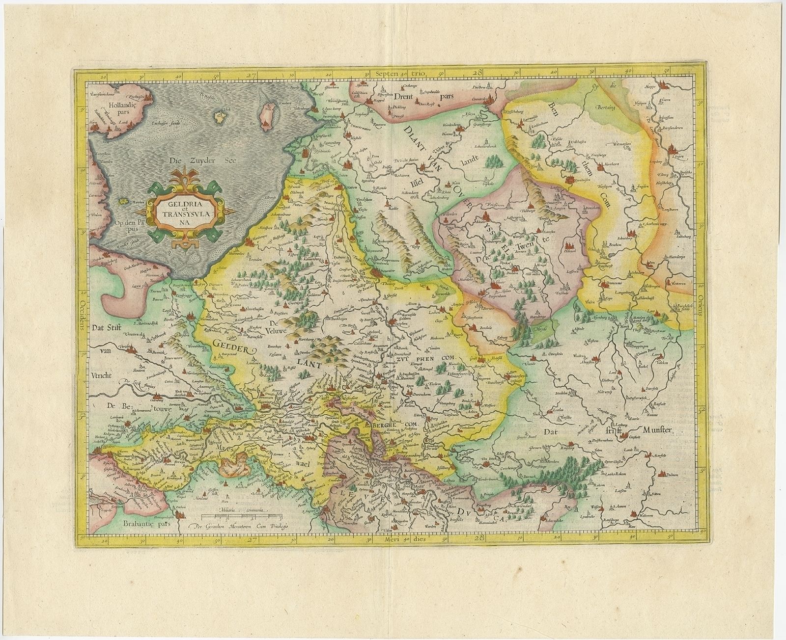 Antique Map Of Gelderland And Overijssel By Mercator (1623)