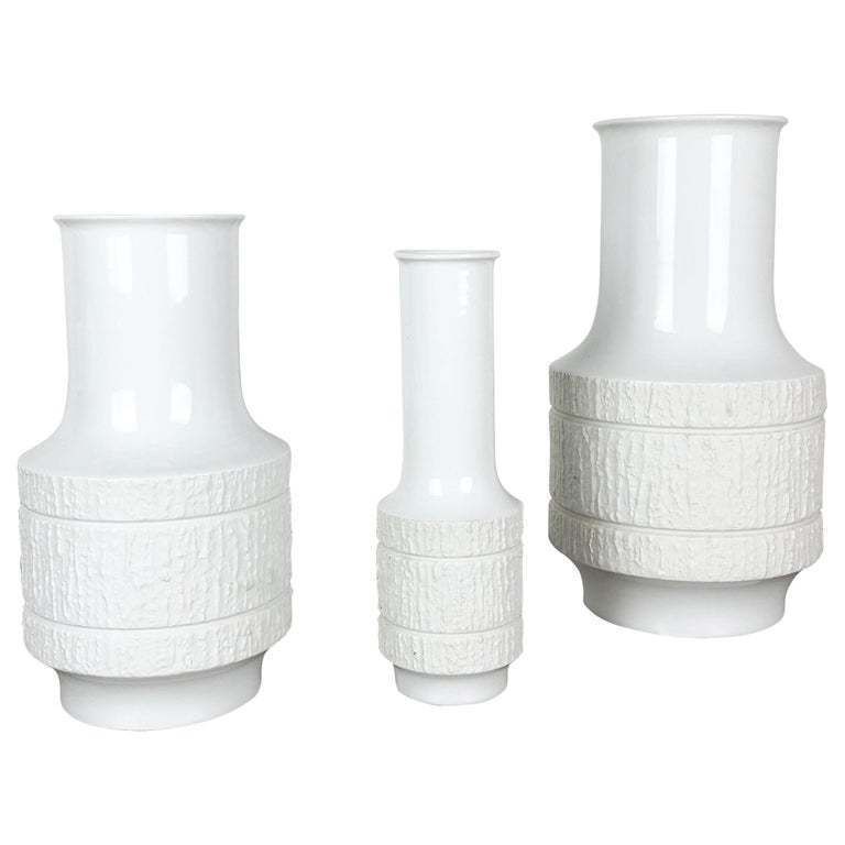 Set Of 3 Porcelain Op Art Vase By Richard Scharrer For Thomas, Germany, 1970s