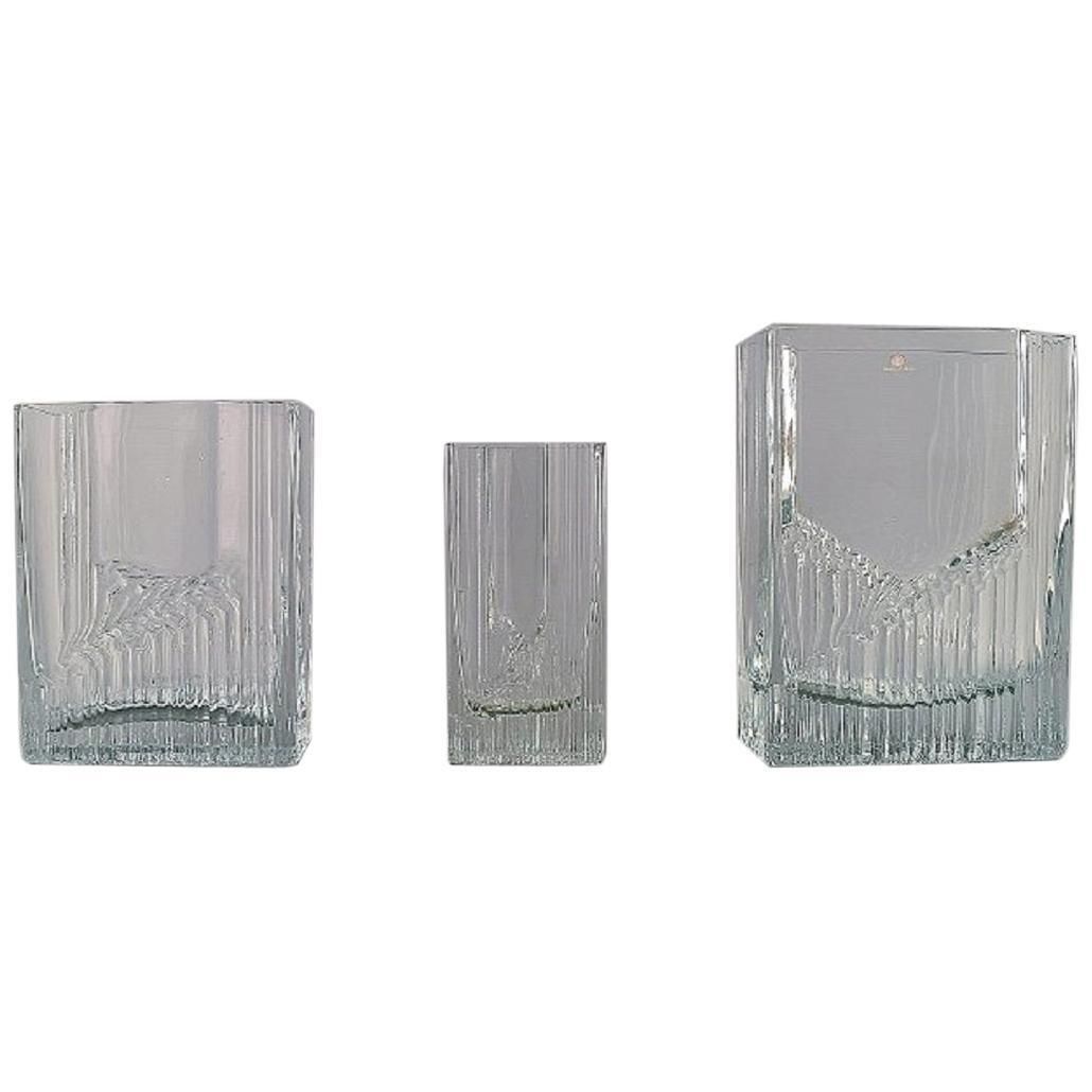 Tapio Wirkkala For Iittala, Three Vases In Art Glass, Finnish Design 1960s