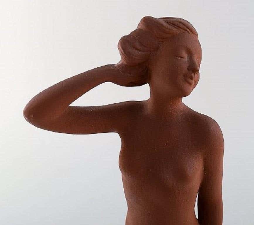 Goldscheider Art Deco Figure Of Nude Woman In Partially Glazed Red Clay photo Home Decor