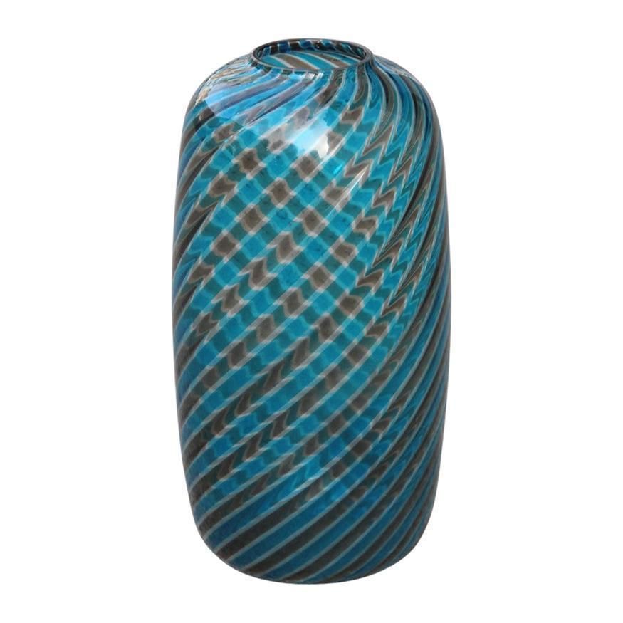 Round Venini Vase Murano Glass 1985 Multi Color Italian Design
