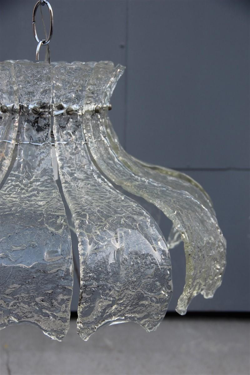 Round Mazzega Murano Glass Transparent Leaves Italian Design, 1970 photo for sale